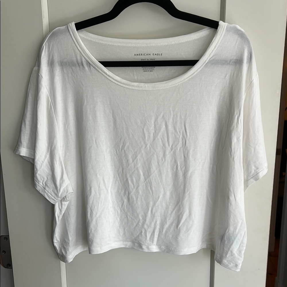 American Eagle Outfitters White Soft & Sexy Short Sleeve Crop Top